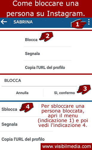 bloccare contatto instagram