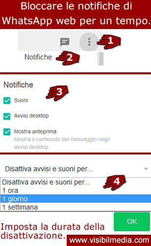 bloccare notifiche web su whatsapp