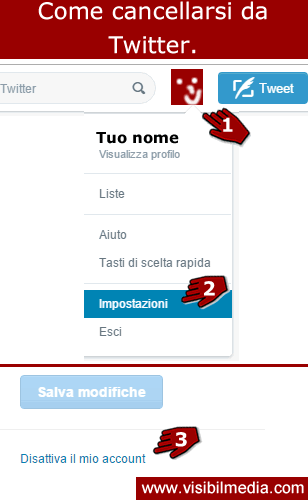 cancellarsi da twitter