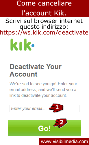 come cancellare account kik