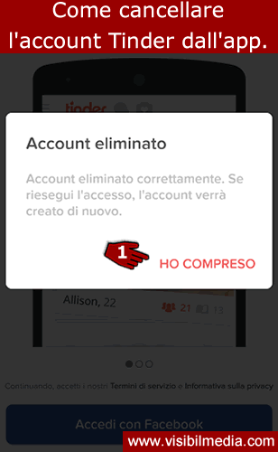 come cancellare account tinder