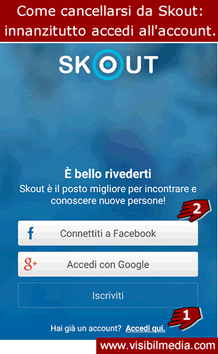 come cancellarsi da skout