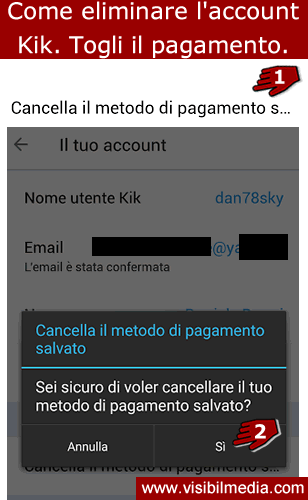 come eliminare account kik