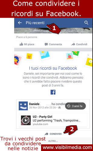 condividere ricordi su facebook