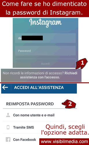 dimenticato password instagram