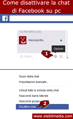 disattivare chat facebook