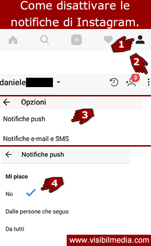 disattivare notifiche instagram