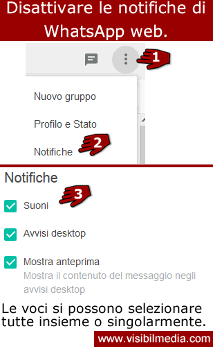 disattivare notifiche whatsapp web