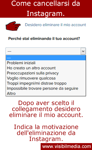 eliminare account instagram