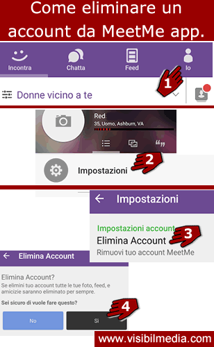 eliminare account meetme
