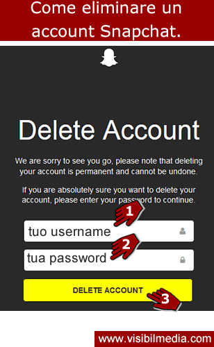 eliminare account snapchat
