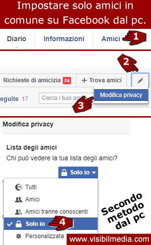 facebook solo amici in comune