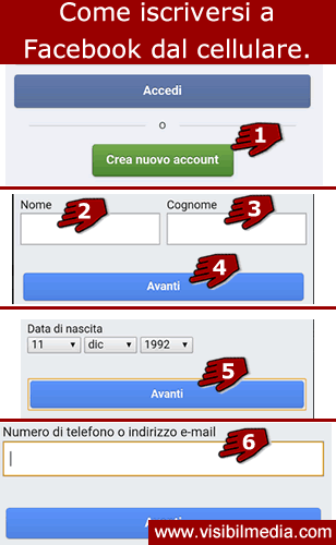 iscriversi a facebook dal cellulare