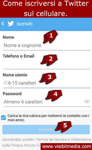 iscriversi a twitter