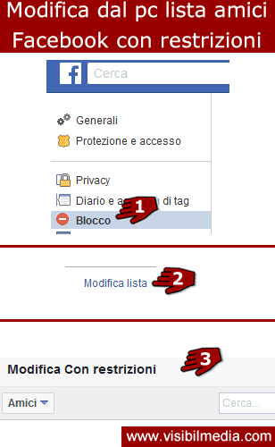 lista amici facebook con restrizioni