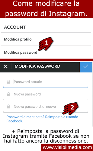 modificare password instagram