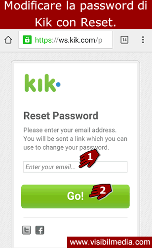 modificare password kik