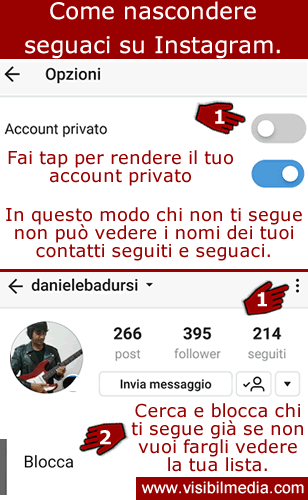 nascondere seguaci instagram