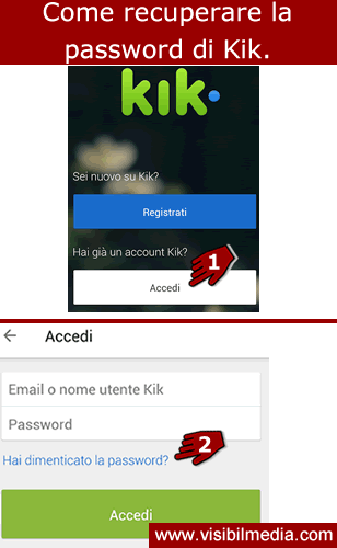 recuperare password kik