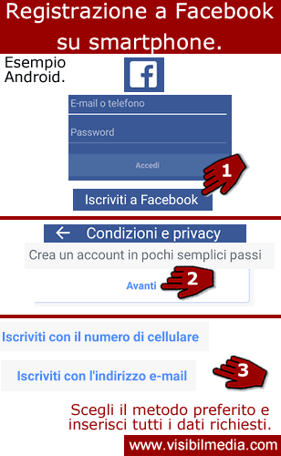 registrazione su facebook