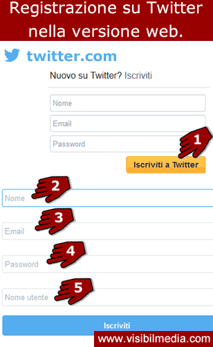 registrazione su twitter