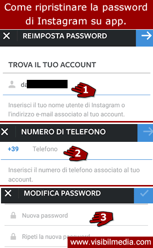 ripristinare password instagram
